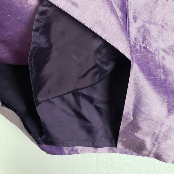 Vintage Philippe Adec Pencil Skirt 100% Silk Metallic Lavender Purple size 8/ 42 - Picture 8 of 9